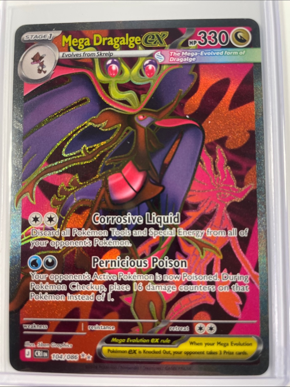 Pokemon Mega Dragalge EX Holo — Purple, Green & Pink